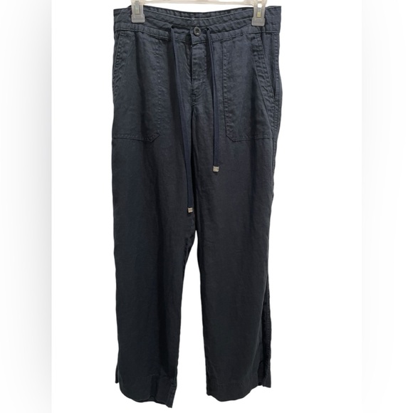 LRL Wide Leg Drawstring Linen Pants Navy Blue Women’s Size 0 - Picture 1 of 16